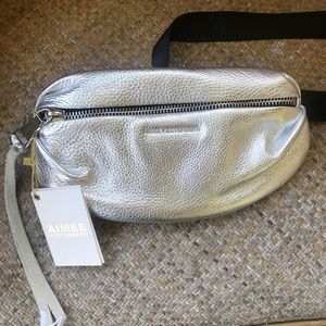 Aimee Kestenberg Milan Leather Belt Bag Metallic Silver